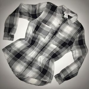 TiLLYS Full Tilt Plaid Tunic Shirt M Black White